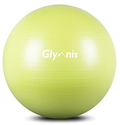 Glymnis Fitnessball, Gymnastikball, 55 cm/65 cm/75 cm, Maximale Belastung: 300 kg, rutschfest, mit Pumpe für Pilates, Yoga und Fitness, Limettengrün, 75 cm