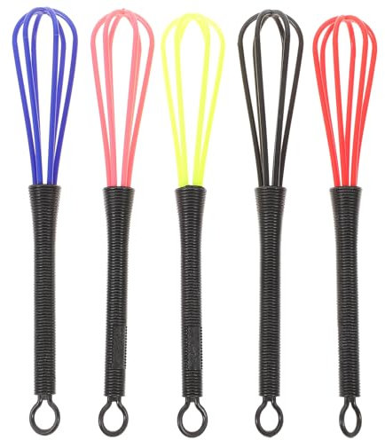 ULTECHNOVO 5 Stück Plastik Mini Schneebesen Bunte Salon Friseur Farbstoff Ballon Draht Rührer Eierschläger Mixer Küchenmischer Werkzeug zum Kochen Keramiksauce (Zufällige Farbe)