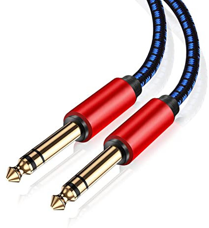 1/4 TS Cable,NC XQIN Blue Nylon Braided Double Shield 6.35mm Mono Jack 1/4 TS Cable Unbalanced Guitar Jumper Lnstrument Cable. Suitable for Studio Monitors, Mixers, Yamaha Speakers/Receivers。 (8)