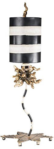 Licht-Erlebnisse Kunstvolle Tischlampe BELSANTE 63,5 cm hoch Blattgold handveredelt E27 Tischleuchte Wohnzimmer