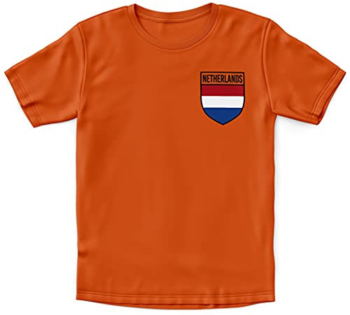 Purple Print House Boys Netherlands Holland Badge Retro T Shirt Football Country European 2025, 3-4 Years, Orange