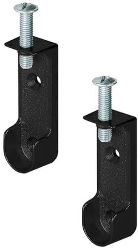 Gedotec Decken-Schrankrohrlager | 2 Stück Kleiderstangen-Halterung Metall | OVAL | Aufhängung für Schrankstangen & Garderobenstangen Schwarz| MADE IN GERMANY |Schrankrohr-Halter mit Schraube M6 x 28mm