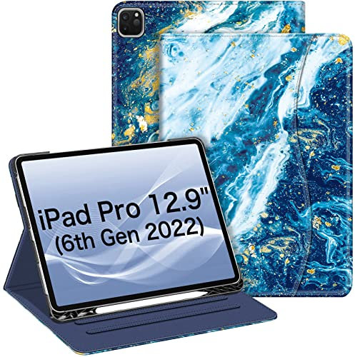 Fintie Folio-Schutzhülle für iPad Pro 12,9 Zoll (32,8 cm), 6. Generation 2022, Multi-Winkel, Smart-Ständer, mit Stifthalter und Tasche, auch passend für iPad Pro 12,9 Zoll 2021, 5. und 2020, 4. und