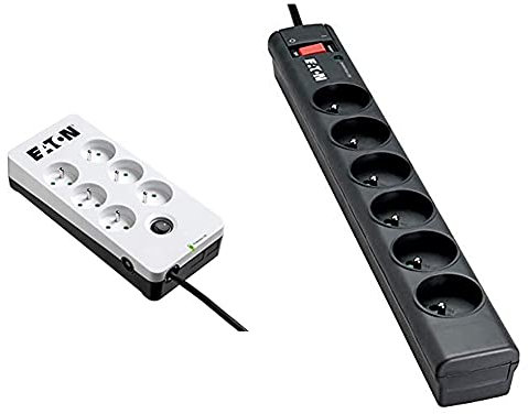 Eaton Protection Box 6 et Strip 6 - Multiprises/Parafoudres - 6 Prises - Blanc et Noir