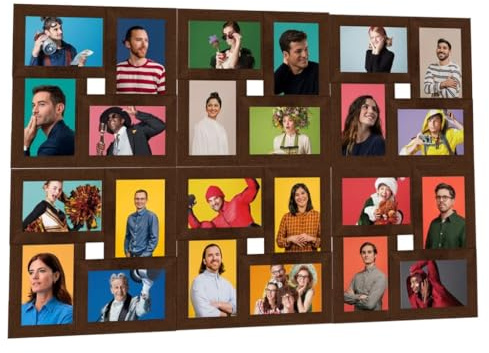 vidaXL Collage Bilderrahmen für 24x(13x18cm) Fotos Fotorahmen Posterrahmen Objektrahmen Bilder Foto Poster Rahmen Bildergalerie Dunkelbraun MDF