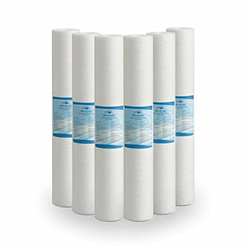 Bellerofonte Filtre sédiments 20 pouces 1 micron en polypropylène ultrafiltration. Élimine le sable, le limon, les particules de rouille et les impuretés en suspension jusqu'à 1 microns 6 pièces