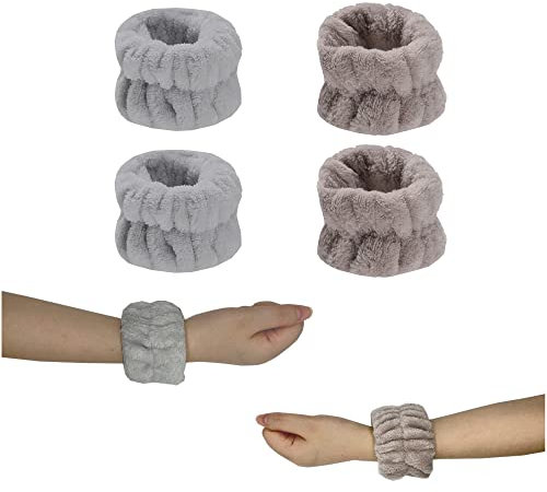 4 Stück Waschen des Gesichts Armband Spa Handgelenk Band Mikrofaser Handgelenk Waschband Mikrofaser Handgelenk Spa Band Badezimmer Zubehör für Make up Waschen Gesicht Dusche Sport Fitnessstudio (B)