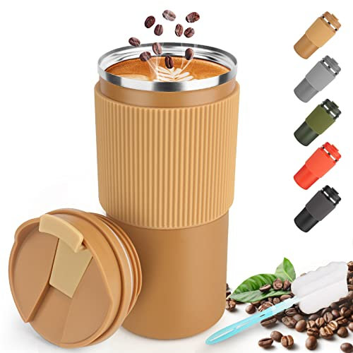 CS COSDDI Thermobecher- Isolierbecher, Kaffeebecher to Go 450ml/15oz auslaufsicher Reisebecher mit Deckel Coffee Mug mit Deckel Cafe to Go Becher für Tee Kaffee Heißes Kaltes Wasser Kaffee Reisebecher
