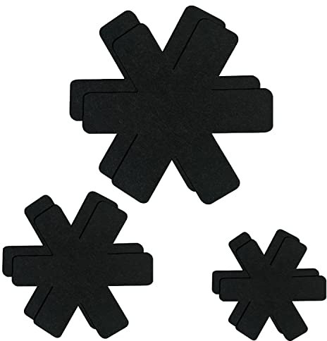 6 piece felt pot mats, 3 sizes, thermal insulation protective mat, pan protector, anti-skid Stacking protection, kitchen accessories, reusable (black)