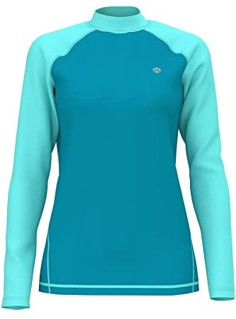 HDTIYUYP UV Shirt Damen Langarm - Wasser Schwimmen Tshirt Rashguard Frauen Badeshirt Surf Shirt Schnelltrocknende Strand Shirt Wet Top Türkis M