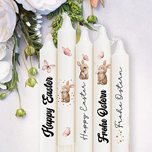 ilka parey wandtattoo-welt Kerzensticker Kerzentattoo Kerzentattoos Tattoofolie Frohe Ostern Happy Easter Osterhasen Hase Hasen für Kerzen oder Keramik A6 Bogen DIY Stickerbogen Kerzen kst71