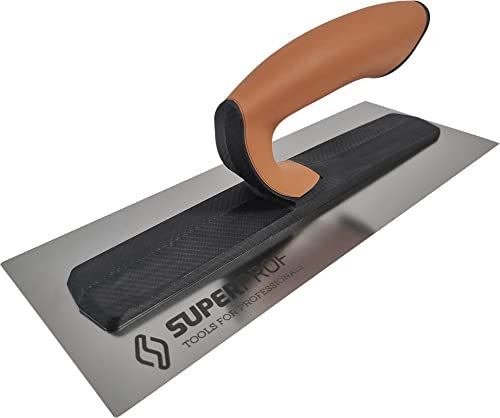 Super Prof by Maurerfreund, spatola lisciante Comfort, supporto in carbonio extra leggero con impugnatura morbida, lama in acciaio inox 0,5 mm (405 x 120 mm)