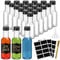 WenYa 24 Pack Mini Liquor Bottles, 50ml Empty Small Plastic Bottle with Lids (Leak Proof Black Screw Caps), Reusable Miniature Alcohol Bottles with Labels Funnel for Weddings Parties