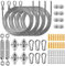 UIRWAY Sonnensegel Befestigungsset, 52Pcs Edelstahl-Hardware-Set für rechteckiges Dreiecksdach, Robustes rostfreies Hardware-Set für Gartenterrasse im Freien (Turnbuckle + 304 Edelstahl-Drahtseil)