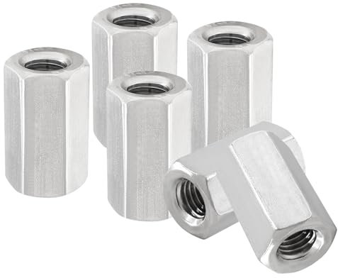 Waziaqoc Tuerca de acoplamiento hexagonal M10 x 1,5 paso, tuercas de acoplamiento de varilla de 30 mm de longitud, tuercas largas de acero inoxidable 304, 6 unidades