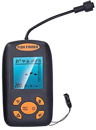 SYH&AQYE Kabelloser Hand Fischfinder, Tragbarer Wassertiefenmesser mit Klarem LCD Display, Batteriesparmodus, Detektor für Offshore Angeln, Eisangeln, Seeangeln