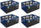 4X Stabile Profi Klappbox Eco 45L - 54 x 37 x 28 cm - Einkaufskiste klappbar mit Soft-Griffe - Transportkiste stapelbar Dunkelblau/Graphit
