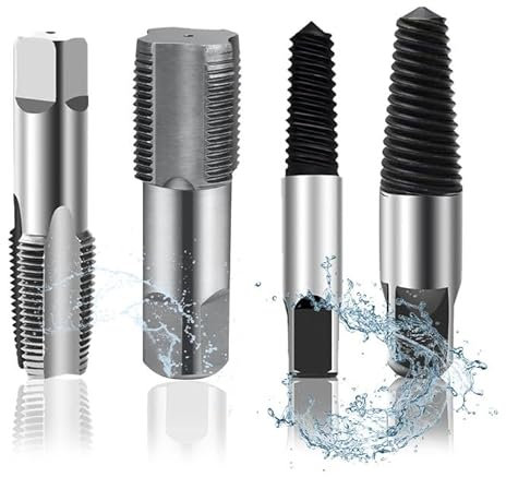 4 Stk Schraubenausdreher und Rohrgewindebohrer, 1/2 Zoll und 3/4 Zoll Rohrgewinde set Linksausdreher schraubenlöser profi für Wartungsarbeiten Ventil Wasserhahn Entfernen Beschädigter Schrauben
