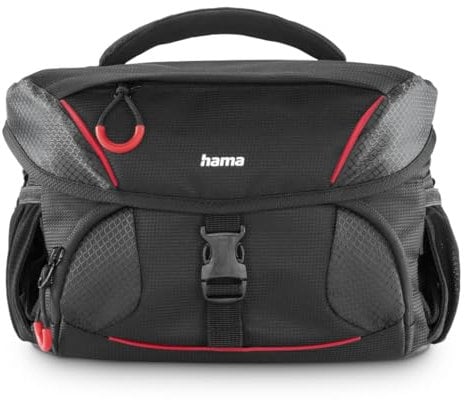 Hama Kameratasche (Fototasche für Digitale SLR- und Systemkameras mit Zubehör, Halterung für Kamerastativ, Regenschutz, gepolstert, Tragegriff, Trolleyband, abwischbarer Boden, ergonomisch) schwarz