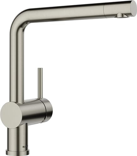 BLANCO LINUS | Küchenarmatur in satin platinum | Hochdruck | Rückflussverhinderer | Keramik Kartusche | Gesicherte Wasserqualität & wassersparend