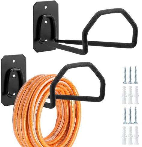 Sinoer Supporto per tubo da giardino in metallo, da appendere alla parete, perfetto per tubo dell'acqua, 2 pezzi