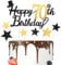 Glitter Happy Birthday Cake Topper Black Gold Gliter Happy 70th Birthday Cake Topper for Mens 70th Birthday Cake Decorations 7PCS by RichMoho
