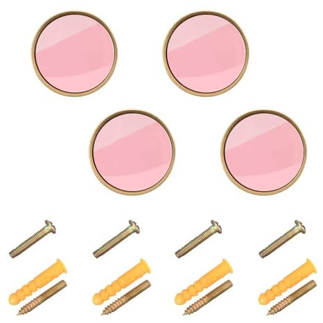 ODAWA Lot de 4 boutons de tiroir de commode rose pâle avec matériel de vis en zinc pour tiroirs de commode, 32 mm