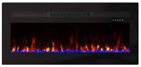 Electric Stove Heater 2000W,Electric Fireplace with Indoor Log/Wood Burner Effect,Modern Freestanding LED Flame Fireplave Stoves Adjustable Thermostat (Black, 60 ADFE16 Fireplace)