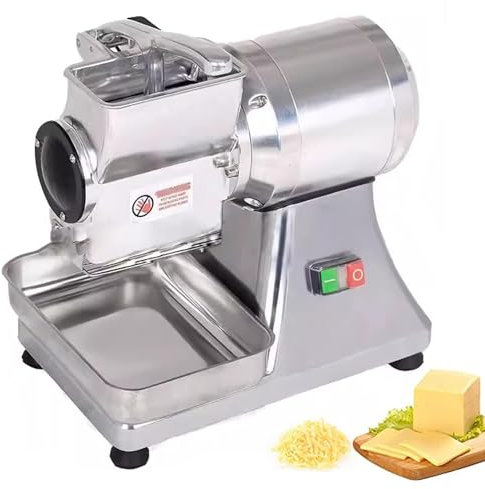 XLTEAM Grattugia elettrica per formaggio, 550 W, con vassoio in acciaio inox, capacità di elaborazione 40 kg/h, per formaggio, burro, briciole di crusca di pane