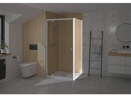 Paroi de douche fixe d'angle SUPRA (pour montage avec porte SUPRA) largeur 80 cm hauteur 1,90m profilé blanc verre sécurit 5mm transparent