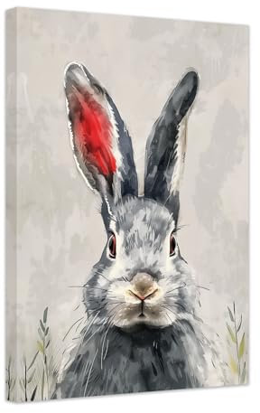 ZXHYWYM Niedliche Kaninchen Leinwanddrucke Hasen Wandbilder Oster Druck Wanddekoration Tierporträt Poster Kinderzimmer Kinderzimmer Mädchen Schlafzimmer Dekoration mit Rahmen (B (30.00 x 45.00 cms))