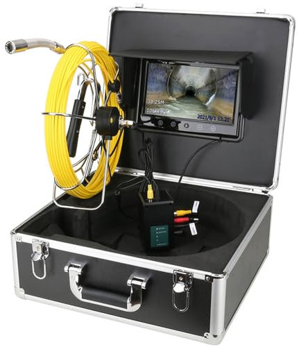 Automatische Nivellierung 512 Hz Positionierungssondenkamera Rohrleitungsinspektionskamera Kanaldurchflussmesser-Zählerkamera 9-Zoll-Monitor Lange Feder 22-mm-Kamera, Kanalkamera mit Lichtkanal