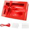 PKGMAGIC Große Geschenkbox, rot, 35,6 x 24 x 11,4 cm, leere Geschenkbox mit transparentem Fenster, leere Geschenkbox, magnetische Geschenkbox und Band für Geburtstag, Hochzeit (glänzend)