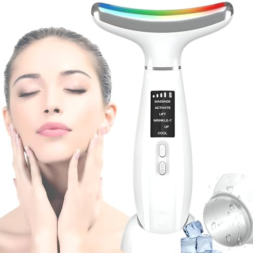 Masajeador Facial Antiarrugas - Escultor Facial - Lifting Electrico - Face Glow - Masaje con Fototerapia Led - Cuidado para Mujer - Quita Arrugas para Cara y Cuello (Blanco)