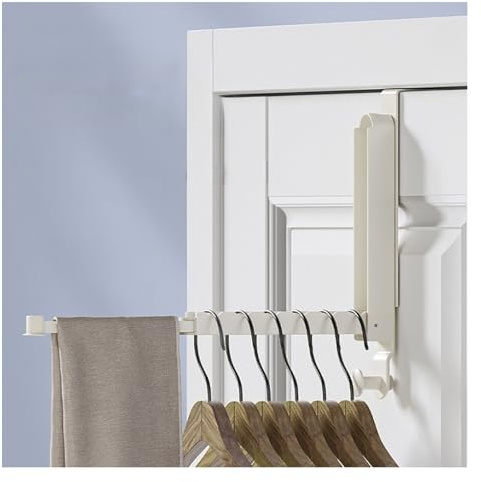 Faltbarer Wäscheständer über der Tür, Kleiderbügel aus Aluminiumlegierung mit einziehbarer Stange, Garderobenständer mit 6 Rillen, Aufhänger für Handtuch, Mantel, Tasche und Bademantel (Art