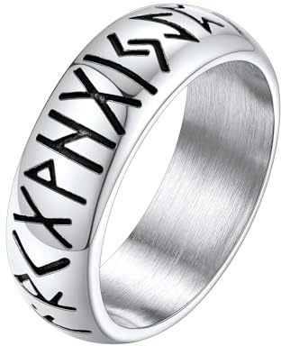 Supcare Ringe für Herren Edelstahl Fingerring Viking Rune Ringe Tungsten Ring Wikinger Runen Spinnerring Freundschaftsring Punk Siegelring Gothic Hip Hop Modeschmuck für Männer Jungen