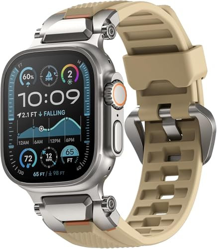 ULTIMAL Compatible con correas de Apple Watch Ultra 2/1 Series 10 9 8 7 6 5 4 SE SE2, correa deportiva de silicona duradera para iWatch de 49 mm, 46 mm, 45 mm, 44 mm (beige)