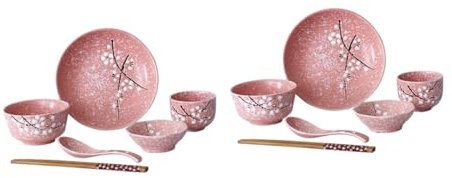 COLLBATH Vajilla Rosa Porcelana Diseño Japonés Para De Limpiar Set De Cubiertos