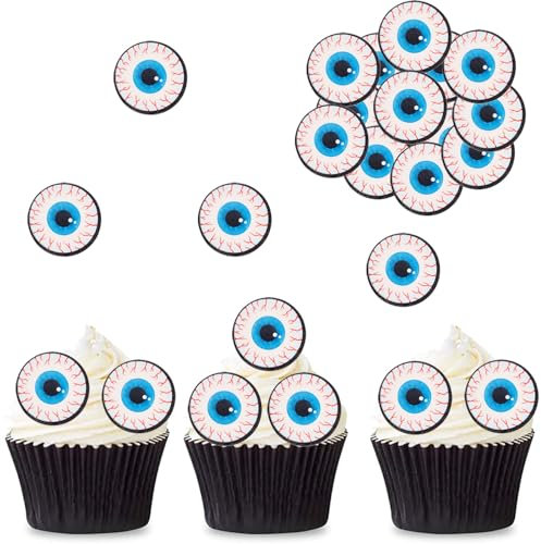 Catelves 48 Stück Essbare Augen für Torte,Augen Tortendeko Essbar,Halloween Kuchen Deko Essbar,Essbare Augen Cupcake Topper,Halloween Muffin Deko Essbar,Halloween Cake Topper Horror Party Dekorationen