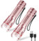 BUCASA Taschenlampe LED Aufladbar, 2000 Lumen Extrem Hell LED Taschenlampe mit 3 Modi, 2 Stück Zoombare Taschenlampe Kinder, Wasserdicht Langer Laufzeit Flashlight für Camping Outdoor Notfäll Rosa