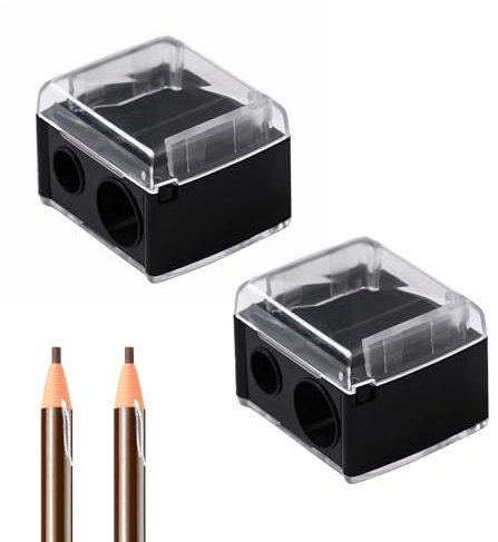 2 Stück Makeup Sharpener Anspitzer,Dual Bleistift Spitzer für Kajalstifte Eyeliner,Pencil Sharpener mit Behälter Klein,Tragbare Anspitzer Dicke Stifte,Doppelanspitzer für Dicke,Dünne Stifte