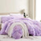 Tospass Housse de Couette Peluche 220x240cm Violet Dégradé Flanelle Hiver Parure de lit 2 Personnes Fausse Fourrure Sets de Housse de Couette avec Fermeture Éclair et 2 Taies d'oreiller 65x65cm