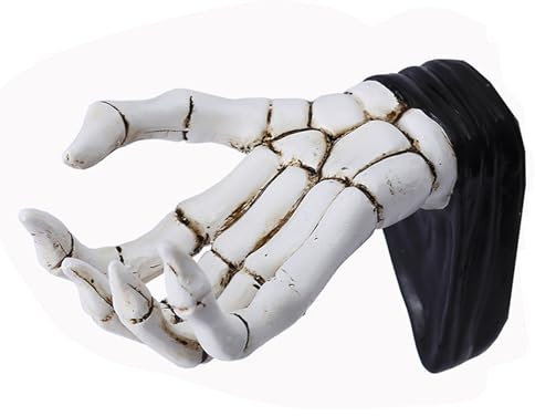 MOONDAME Robuster Harz Skelett Hand Schmuckständer Multifunktionaler Wandhaken Tragbar Für Die Organisation Von Schlüsseln Und Zubehör In Weiß Und Schwarz