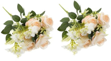 ABOOFAN 2St künstliche Rose Blumenverzierung selber Machen Langstielige Rosen Kunstblumen rosenstrauß künstlich hochzeitsstrauß dekorative Blumen Weiße Kunstblumen Seidentuch