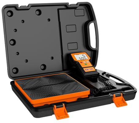 Elitech Báscula de Refrigerante 100 kg Báscula de Carga Electrónica de Freón en KG LB OZ con Caja para HVAC Aire Acondicionado Bombas de Calor, LMC-100A+