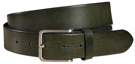 FENIX Gürtel Herren, verstellbarer Ledergürtel Modena Enigma Green Größe 110 cm, Fein Gebürstete Silberschließe, 35 mm breit, Gürtel aus Vollrindleder