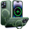 Supdeal Magnetic Kickstand for iPhone 14 Pro Case, Compatible with MagSafe 360° Rotatable Ring Stand Holder, Non-slip Hard Matte Translucent Cover Military-Grade Shockproof Phone Case, 6.1, Green