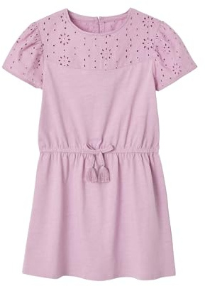 Vertbaudet Mädchen Kleid mit Lochstickerei lila 98/104