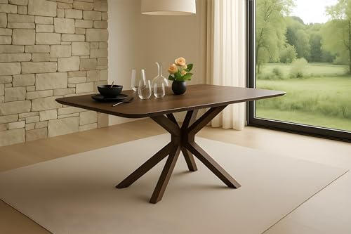 SAM Esstisch Roberto 160x85 cm Akazie kastanie Schweizer Kante Spider Holz | Akazienholz kastanienfarbig massiv, abgerundete Ecken
