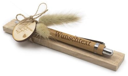 VmG-Store Holz Kugelschreiber als Geschenkidee zum Muttertag Mama Vatertag Geburtstag Papa Oma und Opa Arbeitskollege Freundin Freund (Mit Wunschname, 27 Pflegerin mit Herz)